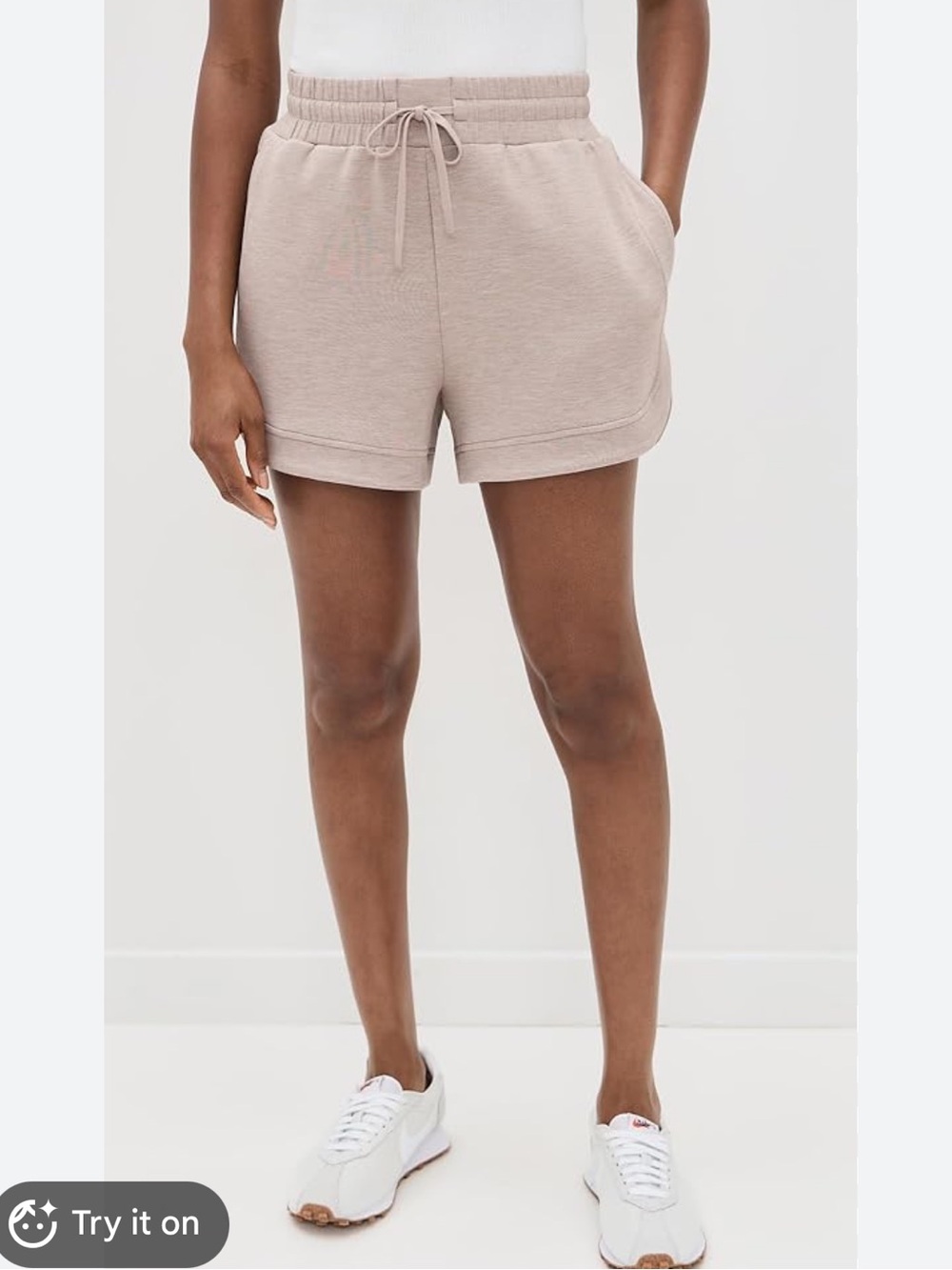 Varley High-Waist Lounge Shorts in Taupe